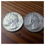 2 x 90% Constitutional Silver Quarters :: 1963 :: 1964