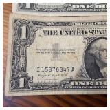 6 Total Circulated Silver Certificate Blue Seal Banknotes  Both 1957 and 1957A series