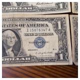 6 Total Circulated Silver Certificate Blue Seal Banknotes  Both 1957 and 1957A series