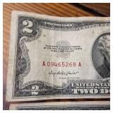 2 x Two Dollar Banknotes :: Red Seal! :: "United States Notes" Series A and a Star Note! :: circulated