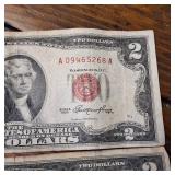 2 x Two Dollar Banknotes :: Red Seal! :: "United States Notes" Series A and a Star Note! :: circulated