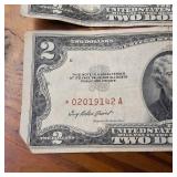 2 x Two Dollar Banknotes :: Red Seal! :: "United States Notes" Series A and a Star Note! :: circulated