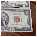 2 x Two Dollar Banknotes :: Red Seal! :: "United States Notes" Series A and a Star Note! :: circulated