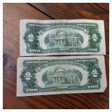 2 x Two Dollar Banknotes :: Red Seal! :: "United States Notes" Series A and a Star Note! :: circulated