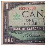 Vintage Canadian Bank Notes from 1967  2 One Dollar Bills