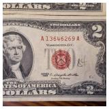 1963 Crisp & Clean RED SEAL 2$ United States Notes (Not federal reserve notes) :: 4 notes total