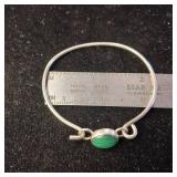 Malachite Sterling Silver :: 10mm x 12 mm Stone :: Heavy gauge wire bracelet