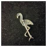 2 inch Sterling Silver and Enamel w/stones Flamingo Pin
