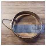 Engraved Cuff with security chain  Sterling Silver