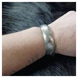 Engraved Cuff with security chain  Sterling Silver