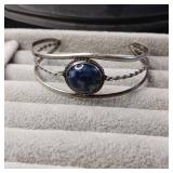 Blue Lapis Lazuli Stone in Sterling Silver Bracelet :: 16.55 mm Stone