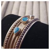 Turquoise Twisted Wire Cuff Bracelet :: 21.6 mm wide ::