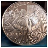 2007-P Jamestown Silver Dollar is a 90% silver commemorative coin :: 26.730 grams