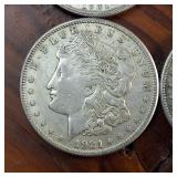 HUGE LOT 6 Coins! 1921 Morgan silver dollars :: Weight: 26.7 grams 90% silver :: Circulated