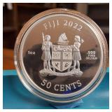 Ancient Warriors - Samurai (1 oz Fine Silver .999): A colored collectible coin :: BU 50 cents