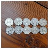 Pre-1965 90% Constitutional Silver Quarters ::  10 coins total various years and conditions