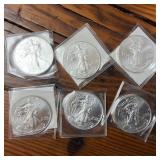 Bulk Lot of 6 total BU 2014 American Silver Eagles .999 Silver :: Weight: 31.1 g Diameter: 40.6 mm