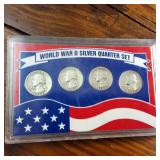 WWII-era silver quarter sets (19421945) contain 90% silver Washington quarters minted during the war