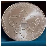 The 2010 Boy Scouts of America (BSA) Centennial Anniversary silver dollar :: 90% Fine Silver :: 26.73 gr