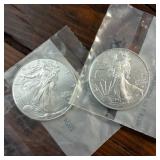 Lot of 2 total BU 2024 American Silver Eagles :: .999 Silver :: Weight: 31.1 g Diameter: 40.6 mm