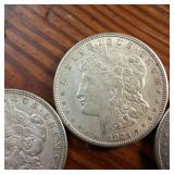 Lot of 5 :: 1921 Morgan silver dollars :: Weight: 26.7 grams 90% silver :: Popular by the US Mint!