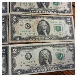 Large Lot (9 Notes) :: 1976 $2 Federal Reserve Notes