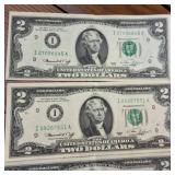 Large Lot (6 Notes) :: Series 1976 $2 Federal Reserve Notes  crisp, clean and no crease!