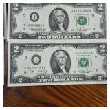 Large Lot (6 Notes) :: Series 1976 $2 Federal Reserve Notes  crisp, clean and no crease!