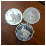 Lot of 3: 1 Troy Ounce Bullion Coins from Silvertowne ::  Chief and Eagle :: .999 Fine Silver