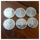 Lot of 6 BU .999 Fine Silver 1 Troy oz bullion coins :: The Plucked Tax Payer (5) Mayflower (1)