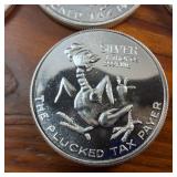 Lot of 7 Bullion Coins (BU) .999 Fine Silver :: USA ::  World Trade Unit, Plucked Tax Payer