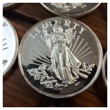 Lot of 9 Bullion Coins (BU) :: 1 troy oz .999 Fine Silver :: Made in USA ::  Liberty