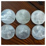 Lot of 6 :: 90% Silver Dollars:  Multiple Year U.S. Mint commemorative coin honoring History!