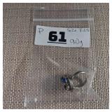 Large teardrop shaped sterling silver ring with four multicolored cabochon stones. size 8.25 - 9.0g