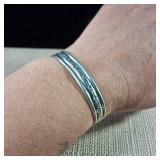 Sterling Silver Cuff - Band - Bracelet - Moon & Stars Stamped - Mexico - .925 Sterling Silver, 14.57g