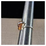 Sterling Silver Ring - Possibly Amber - Size 8.25 - 3.1g