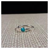 Sterling Silver - Turquoise "Stacker" ring - 6mm stone - 1.4g