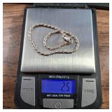 Quality Italy Made - 7inch - Rope Chain Bracelet - "070" Gauge = 3-3.5mm wide - 2.5g .925 Silver
