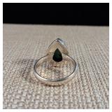 Pear or Tear Shaped - Malachite Sterling Silver Ring - Sz 9.25 - 6.3g