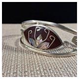 Vintage - Abalone Inlay - Alpaca Mexico (Nickel-silver) Bracelet  Nice!
