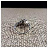 Belt - Buckle Ring - Sterling Silver covered in many stones! - Size 7  3.3g :: Stamped .925