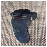 Large 2inch Footprint Pin/Brooch - .925 - Sterling Silver - 17.2g - Great Baby Shower Gift!