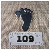 Large 2inch Footprint Pin/Brooch - .925 - Sterling Silver - 17.2g - Great Baby Shower Gift!