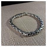 Large MENS - Sterling Link Bracelet - Awesome Key style security clasp -  36g  Stamped 925