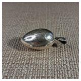 Decorative Engraved Egg Shaped Locket - Pill Container - 1 5/8inch - 8.4g - Sterling Silver