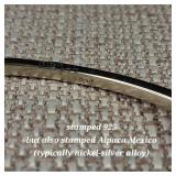 Vintage - Abalone & Mother of Pearl "Palm Tree" Inlay Bracelet - Alpaca Mexico (Nickel-silver)