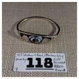 Vintage - Abalone & Mother of Pearl "Palm Tree" Inlay Bracelet - Alpaca Mexico (Nickel-silver)