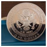 2011 U.S. Army Commemorative Silver Dollar :: 90% silver, diameter of 38.1 mm :: 26.73 grams
