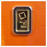 GOLD BAR :: 1 gram .9999 Pure Gold :: Certified Assay :: Valcambi Suisse