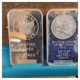Lot of 2: Sunshine Mint 1 Troy Ounce .999 Fine Silver Bars